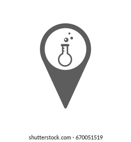 Pinpoint of research centre icon in trendy flat style isolated on white background. Symbol for your web site design, logo, app, UI. Vector illustration, EPS