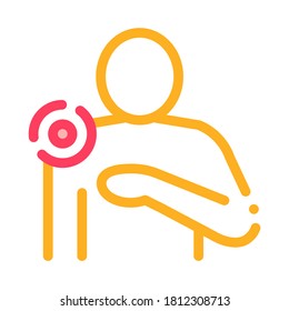 Pinpoint Shoulder Pain Icon Vector. Outline Pinpoint Shoulder Pain Sign. Isolated Contour Symbol Illustration