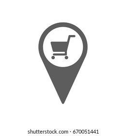 Pinpoint of store icon in trendy flat style isolated on white background. Symbol for your web site design, logo, app, UI. Vector illustration, EPS