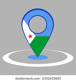 Pinpoint with texture of flag of djibouti, map, location, global.