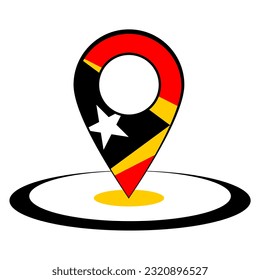 pinpoint con textura de la bandera de timor oriental, mapa, ubicación, global.