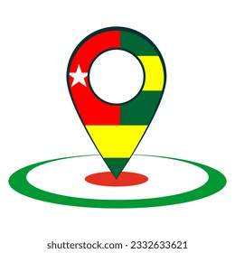 Pinpoint with texture of flag of togo, map, location, global.