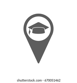 Pinpoint of university icon in trendy flat style isolated on white background. Symbol for your web site design, logo, app, UI. Vector illustration, EPS