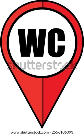 Pinpoint WC Toilet location vector icon. Map pointer symbol for website, GPS navigator, apps, business card. Location point of restroom. Geolocation mark on the map. Map marker sign