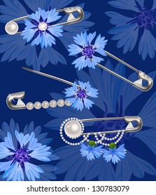 pins with cornflowers