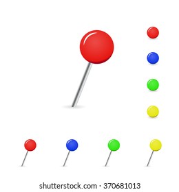 Pins different with shadow on a  transparent background