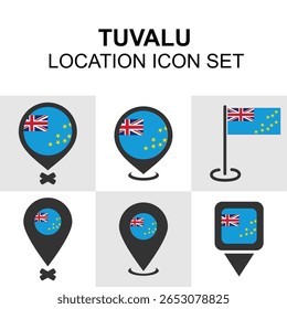 Pins com a bandeira azul pastel de Tuvalu, excelente para mapas da região do Pacífico, uso educacional ou conteúdo de viagem.