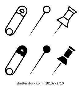 Juego de vectores de iconos de pines. colección de signos de ilustración de clip. símbolo de clip.