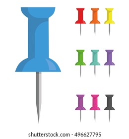 Pins isolated on white background. Vector illustration. 