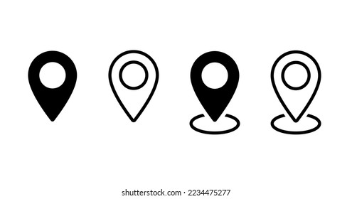 Pins location icons set simple design