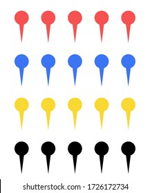 Pins for map, abstract location symbol, navigation position marker and travel place pointer web vector illustration. Set of pins markers signs pointers symbols for map isolated on white background