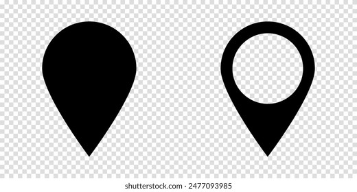 Pines para el mapa de dos iconos de signo en un fondo transparente