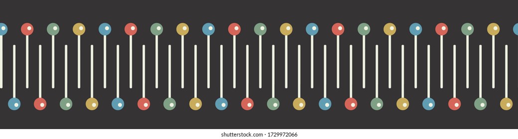 Pins on a dark background seamless border flat vector illustration. Great for sewing tape, scrapbooking paper, clothers tag, adhesive tape and banner.