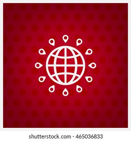 pins on globe icon