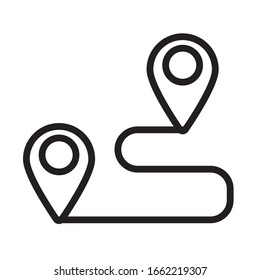 pins pointers location distance line style icon vector illustration design