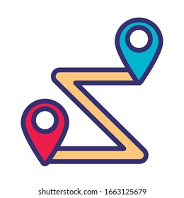 pins pointers location distance line and fill style icon vector illustration design