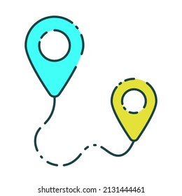 Pins Pointers Location isolated on white. Vector illustration