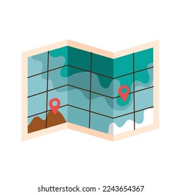 pins pointers in paper map icon