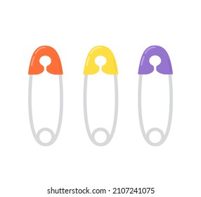 Pins for sewing on white background. Vector illustration. Cartoon flat style