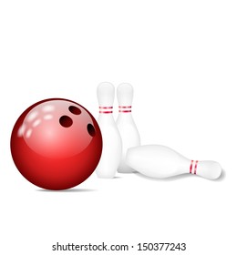 Pins / skittles with bowling ball. Vector illustration