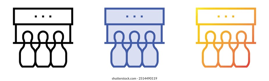 pinsetter icon. Linear, Blue Fill and Gradient Style Design Isolated On White Background