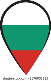 A pin-shaped representation of the Bulgarian flag featuring white, green, and red, symbolizing peace, agriculture, and courage