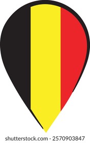  A pin-shaped version of the Belgian flag featuring the vertical tricolor of black, yellow, and red, symbolizing unity and national pride