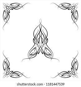 Pinstripe Centre Piece With Corner Design, Center Piece Vector Art Illustration