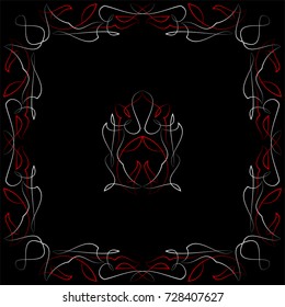 Pinstripe Centre Piece With Corner Design Vector Art Illustration