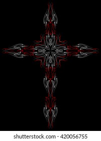 Pinstripe Christian Cross : Vinyl Ready Vector Illustration