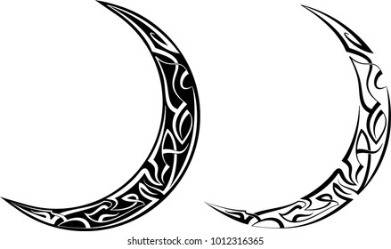 Pinstripe Crescent Moon Design, Vinyl Ready Vector Illustration