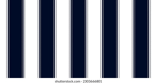 Pinstripe dark blue and white seamless pattern with narrow lines and wide stripes. Classic wool suit fabric. Elegant masculine design. Simple monochrome background. Twill variegated woolen material