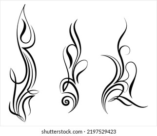 Pinstripe Design, Pin Stripe, Pinstriping, Decorative Art Style Vector Art Illustration