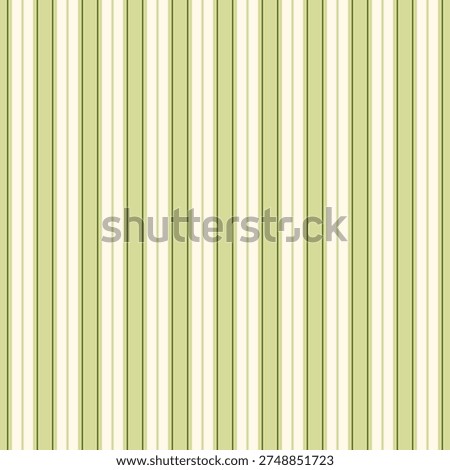 Pinstripe green and beige seamless pattern with narrow lines. Classic fabric. Elegant design. Simple monochrome background. Print, wallpaper, pajama.