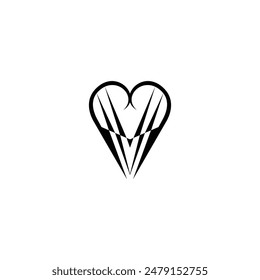 Pinstripe heart icon for car or motorcycle deco