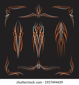 Pinstriping motorcycle and car design art old school vector