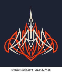 Pinstriping style design element, art of symmetric thin lines, vector icon