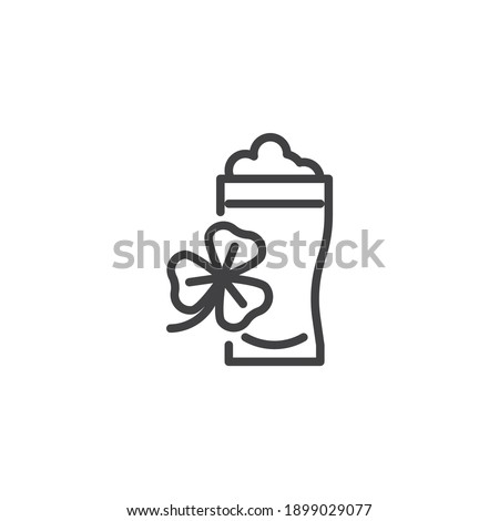 Pint beer and clover line icon. linear style sign for mobile concept and web design. Glass of beer and clover leaves outline vector icon. Saint patrick`s day symbol, logo illustration. Vector graphics