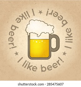 Pint of Beer concept image on craft carton background. Vector illustration.
