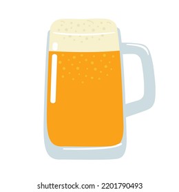 Pint of beer in flat doodle style for Oktoberfest. Isolated hand drawn vector illustration of alcohol drink beverage