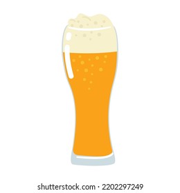 Pint of beer in flat doodle style for Oktoberfest. Isolated hand drawn vector illustration of alcohol drink beverage  