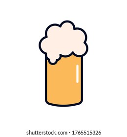 pint beer with foam icon over white background, line fill style, vector illustration
