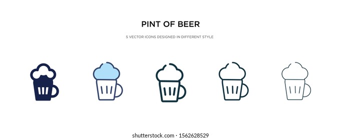 pint of beer icon in different style vector illustration. two colored and black pint of beer vector icons designed in filled, outline, line and stroke style can be used for web, mobile, ui