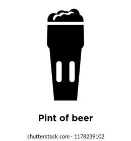 Pint of beer icon vector isolated on white background, logo concept of Pint of beer sign on transparent background, filled black symbol