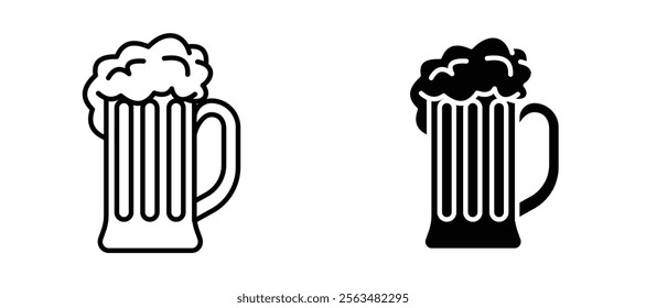 Pint of beer icons in outline and fill. vector illustration for ui.