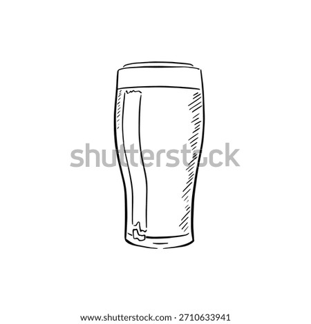 A pint of beer illustration drawn by hand in black line.