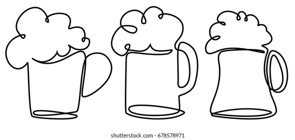 Pint of beer one line drawing