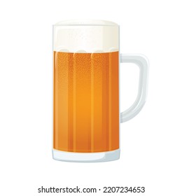 Pint of beer in realistic detailed style for Oktoberfest. Isolated hand drawn vector illustration of alcohol drink beverage  