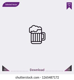 Pint of beer vector icon. Modern, simple, isolated, flat best quality icon for web site designs or mobile apps. Vector illustration eps10.