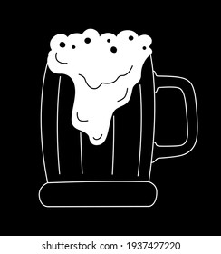 pint of beer white on black background